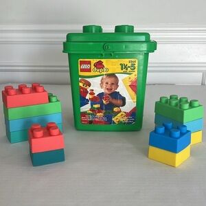 LEGO DUPLO 2264 Preschool Basic Building Green Bucket Bin/ Building Soft Blocks